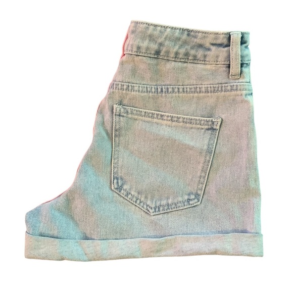 NWT PacSun High Waisted Mom Shorts Half and Half Denim Blue & Pink - Size 24 - Picture 5 of 7